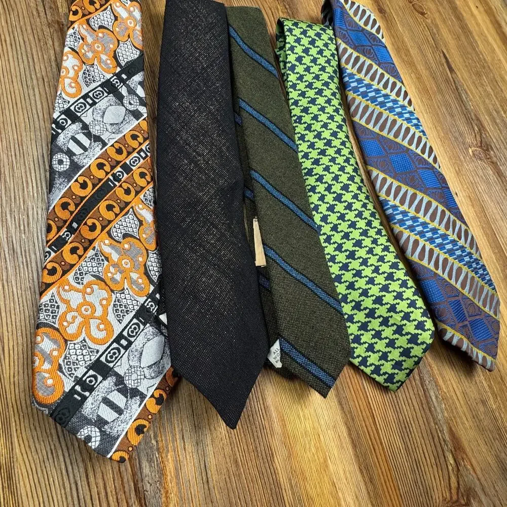 Vintage Men's Tie Lot Rockabilly Skinny Shiny Stripe Mod Disco 50s 60s 70s